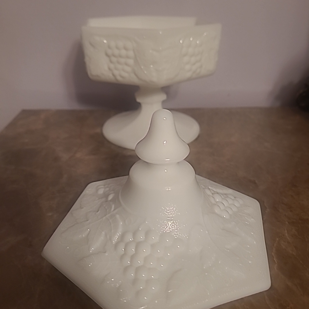 White Milk Glass Candy Dish - Picture 5 of 6